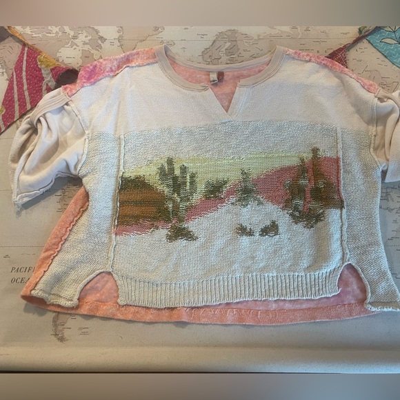 Anthropologie Pilcro Desert Intarsia Sweater Tee Size Medium - Picture 2 of 11